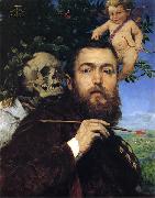 Hans Thoma Self portrait with Love and Death oil painting artist